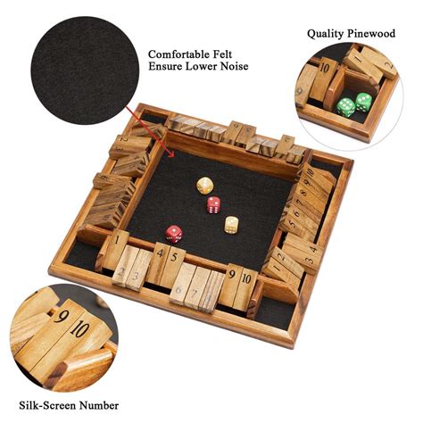 amerous 1 4 players shut the box dice game wooden board table math game with 12 dice and shut