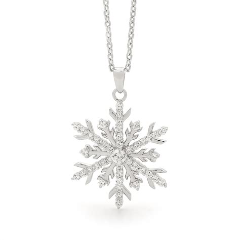 Large Sterling Silver Snowflake Pendant Necklace
