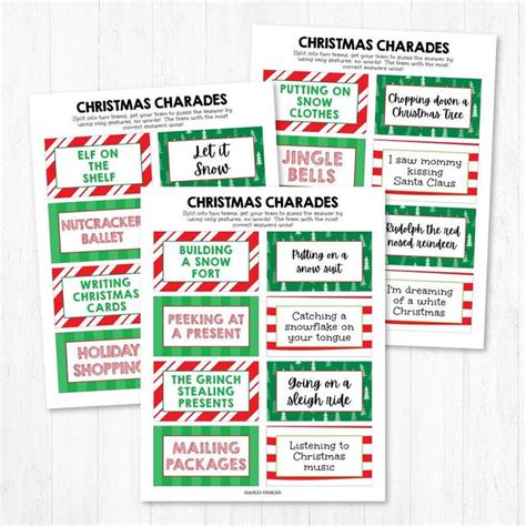 christmas party charades game template christmas charades etsy christmas charades christmas
