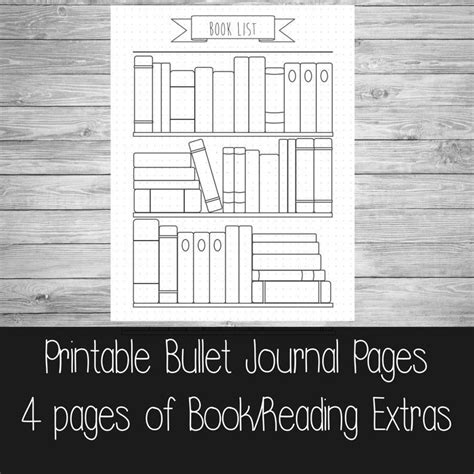 Bullet Journal Bookshelf Books Reading Printable Template