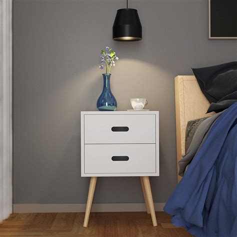 Rhodes Wooden Bedroom Side Table With 2 Drawer Storage Decornation