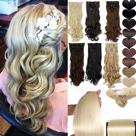 Best Maga Hair Long 24 New Women Party Hair Extension 8pcsset Full Head Clip In Ins Hair