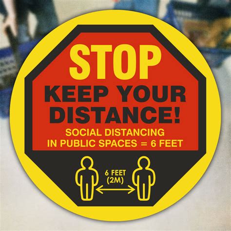Stop Keep Your Distance Floor Sign — D6007