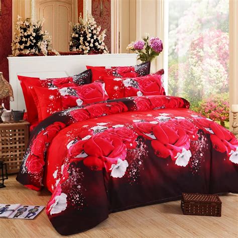 Popular Red Rose Bedding Buy Cheap Red Rose Bedding Lots From China Red