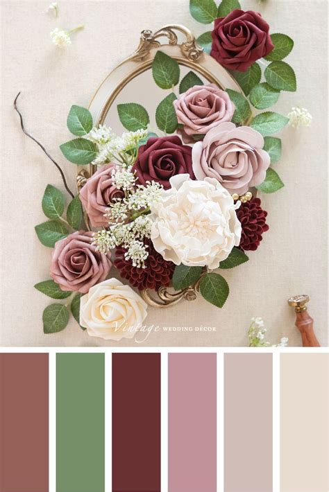 Dusty Rose And Burgundy Flower Combo Box Set 14 Style Color Schemes