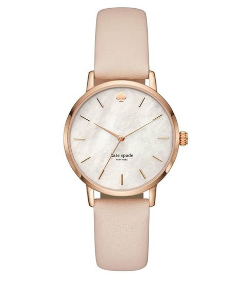 Kate Spade New York Metro Mother Of Pearl Analog Leather Strap Watch