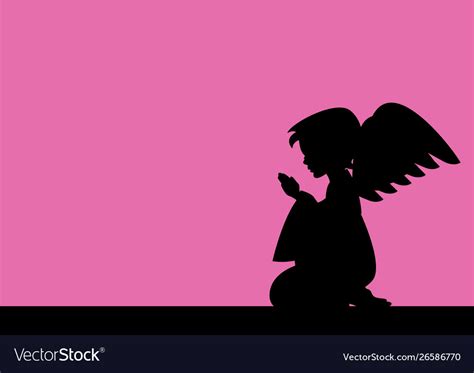 Praying Angel Silhouette Royalty Free Vector Image