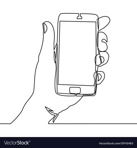 Continuous Line Drawing Of Hand Holding Smartphone