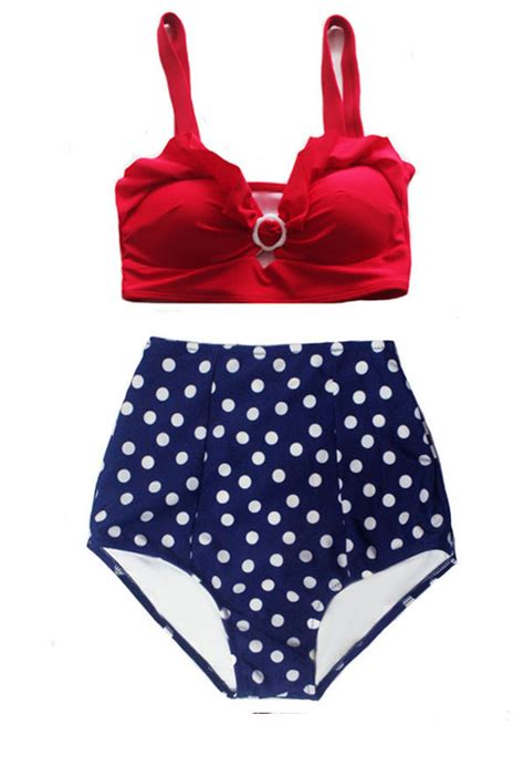Red Top And Polka Dot High Waist Waisted Rise High Waist High Waisted