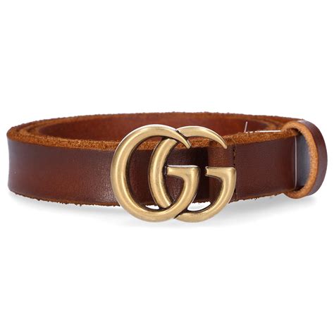 Lyst Gucci Women Belt Gg Logo Leather Used Brown In Brown