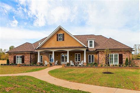 Southern living ranch house plans one story craftsman house plan a simplified roofline creates interest with thoughtfully placed gable accents. Southern Country Ranch Home Plan With Pool House - 62142V ...
