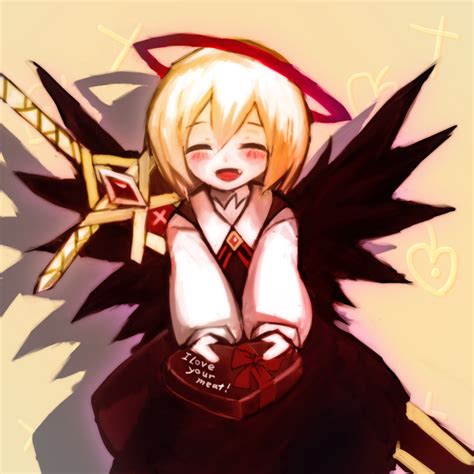 Safebooru 1girl D Black Skirt Black Wings Blonde Hair Blouse Closed Eyes English Ex Rumia