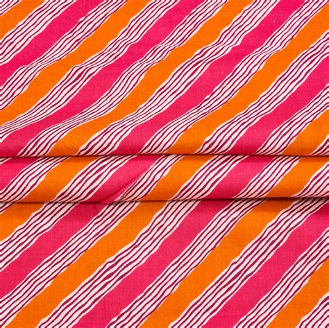 Buy Pink Orange And White Leheriya Cotton Fabric For Best Price