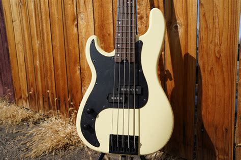 Schecter Diamond Series P 5 Ivory Left Handed 5 String Electric Bass Guitar