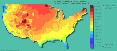 Variations Of Temperatures In The U S Vivid Maps