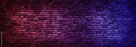 Foto De Neon Light On Brick Walls That Are Not Plastered Background And