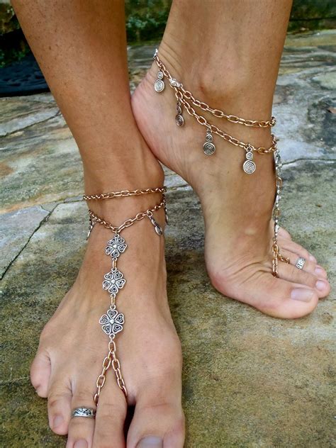 Chain Barefoot Sandals With Angels Blessings Por Gpyoga En Etsy Edgy