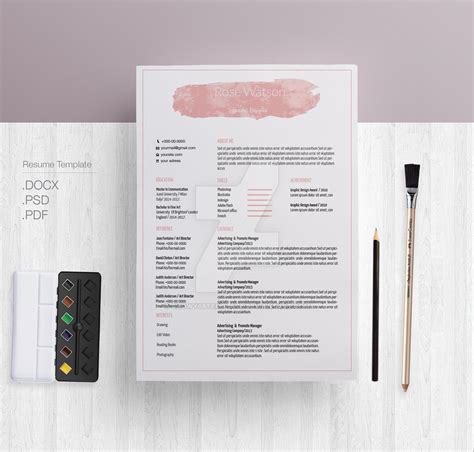 Pink Pastel Watercolor Resume Template By Showy68template On Deviantart
