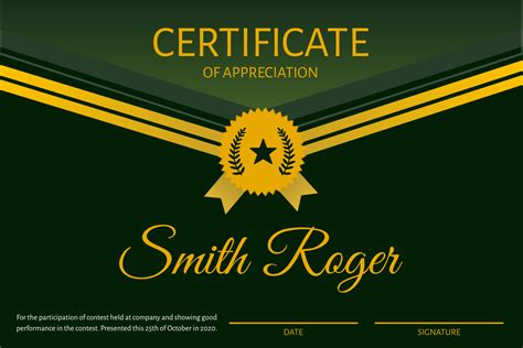 Dark Green And Gold Certificate Certificate Templates Certificate