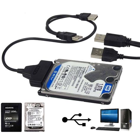 Usb20 To Sata Adapter Cable 48cm For 25 Inch External Ssd Hdd Xd