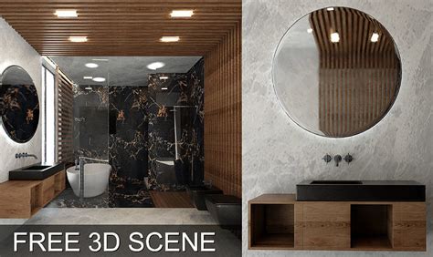Bathroom Scene 3d Models Free Video Timelapse In The Previews Free 3d