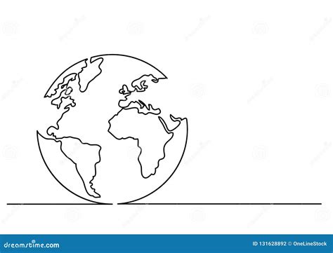Continuous Line Drawing Of Globe Stock Vector Illustration Of Drawn