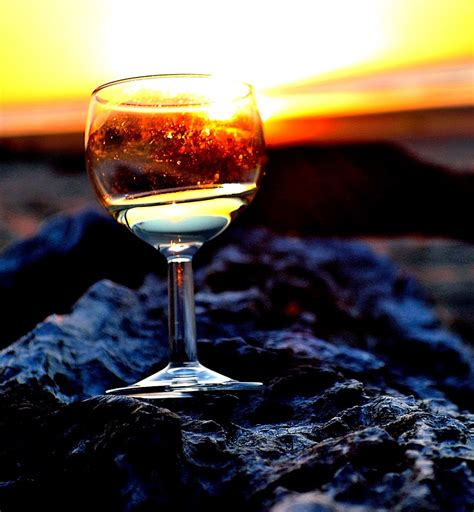 Sunset Through A Wine Glass Taken At Ohiwa Beach Wine Glass