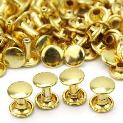 100 Pcslot Gold Copper Round Flat Rivets For Decorating Bags Shoes