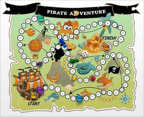 Pirate Board Game Printable Template Free Printable P