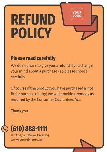 Customize A No Refund Policy Sign For Your Business