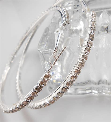 Free Shipping 1pair Austrian Crystal Clear Stone Sterling Silver Hoop