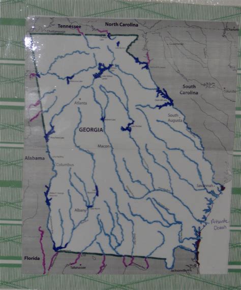 Georgia Map To Highlight Major Rivers And Lakes Social Studies