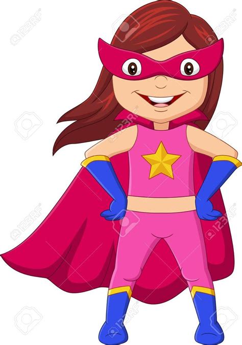 vector illustration of cartoon happy superhero girl posing stock vector 142432913 héros