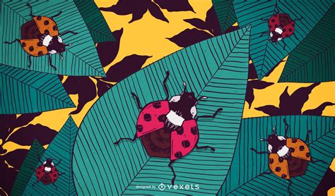 Illustrated Ladybug Wallpaper Background Vector Download