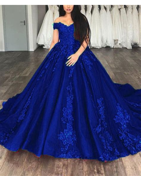 Royal Blue Ball Gown Lace Wedding Dresses Prom Reception Party Gown 20 Siaoryne