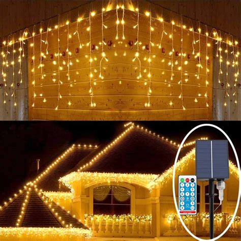 Christmas Lights Icicles Solar Icicle Lights Curtain Outdoor 6m