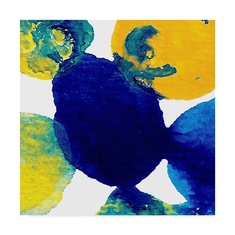 Trademark Fine Art Yellow And Blue Abstract Flowing Paint Canvas Art