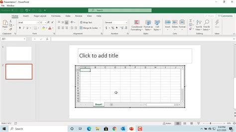 How To Embed An Excel Spreadsheet In To A Slide In Power Point Office