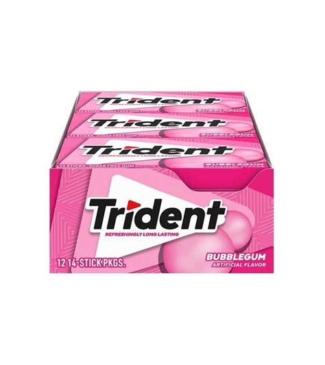 Trident Sugar Free Gum Bubblegum Flavour 12packs Box Wealzin