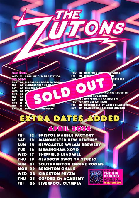 The Zutons The Big Decider 2024 Uk Tour Poster