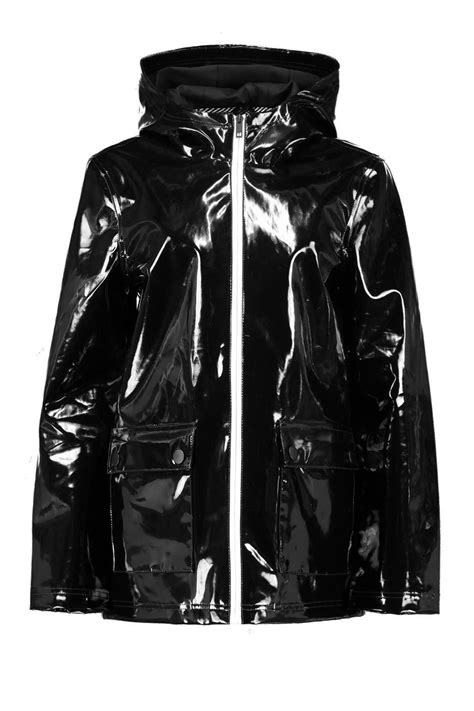Vinyl Mac Boohoo Latest Coats Plastic Raincoat Padded Jacket
