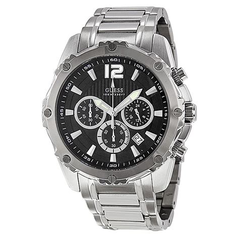 Guess Bold Chronograph Black Dial Stainless Steel Mens Watch U0165g1