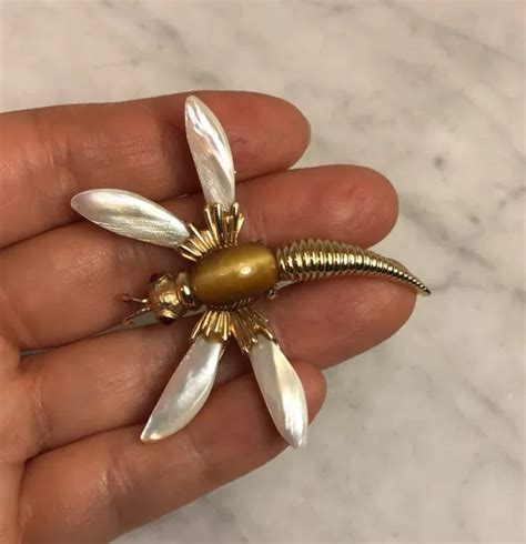 Vintage Marcel Boucher Gold Tone Mop Dragonfly Numbered 8354 P Pin