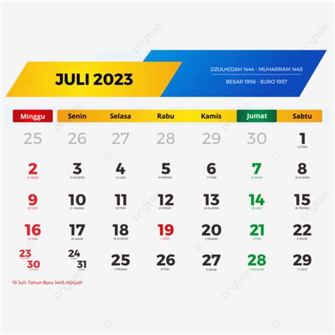 Kalender Juillet Lengkap Dengan Tanggal Merah Cuti Bersama Jawa Dan Hijriyah Png