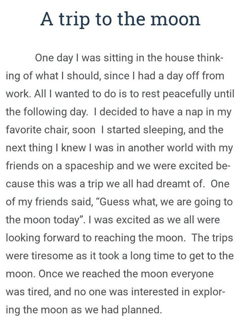 Imagine Trip To Moon Eassy Brainly In