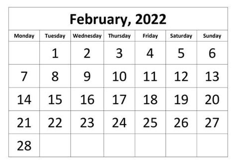 February 2022 Calendar Printable Images Free Printable Calendar 2022