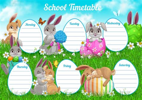 School Timetable Or Student Schedule Template Stock Vector