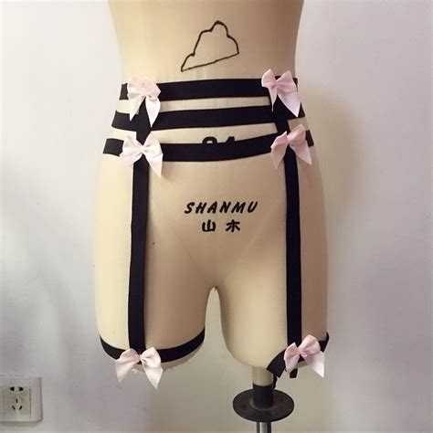 new leg garter fashionable sexy circular black spandex bondage attaching bow tie for female in
