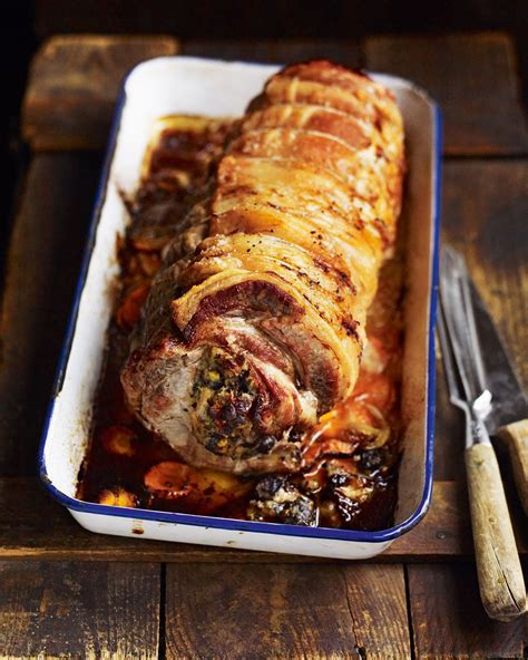 roast loin of pork with black pudding stuffing and cider gravy pork and apple is a classic