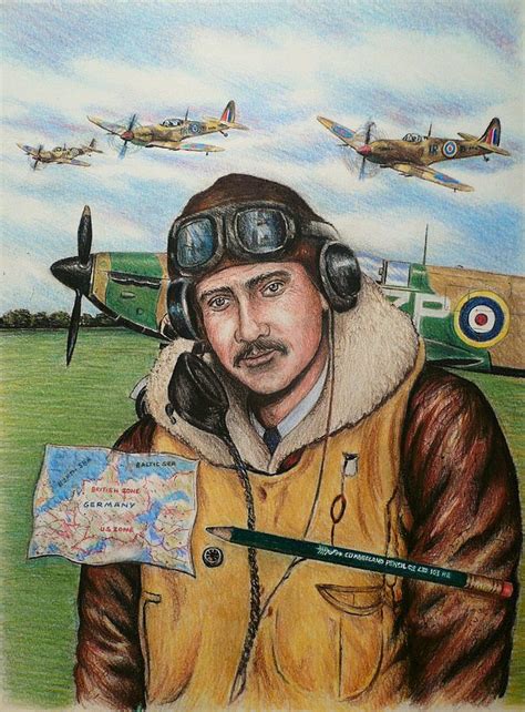 Raf Wartime Pilot And Pencil Painting By Andrew Read